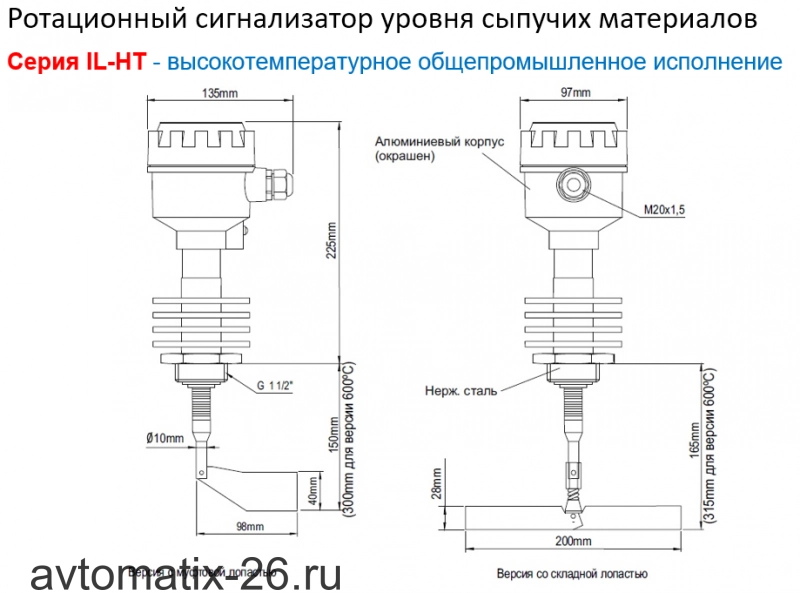 Ротационный датчик уровня INNOLevel IL-SAS-N-HT250