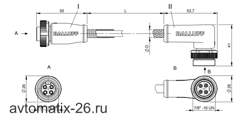 Соединительный кабель Balluff BCC B314-B324-30-304-MW8434-006