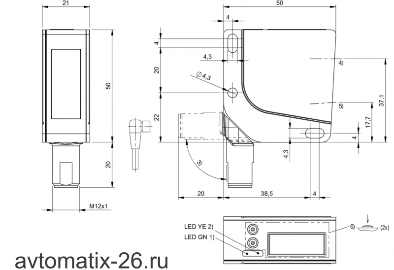 Оптический датчик расстояния Balluff BOD 24K-LB02-S92