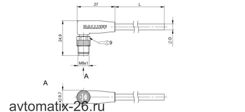 Разъем с кабелем Balluff BCC M324-0000-20-003-PX0434-050