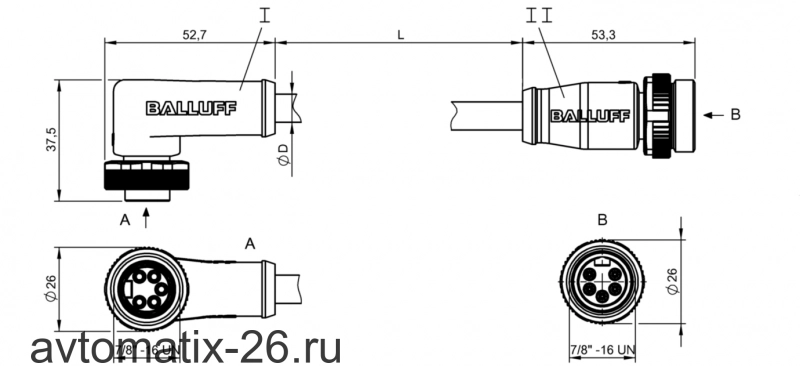 Соединительный кабель Balluff BCC A325-A315-30-335-VX45W6-020