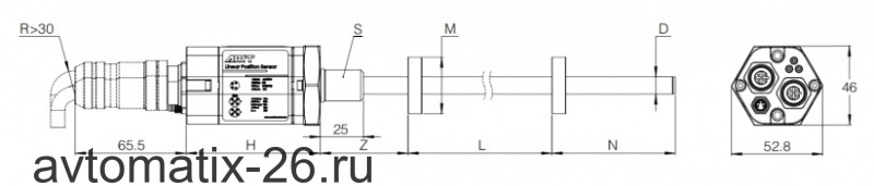 Датчик линейных перемещений AMT Linear Position Sensor LPS2-KH10MSN0300MHN53N1UB03Z1