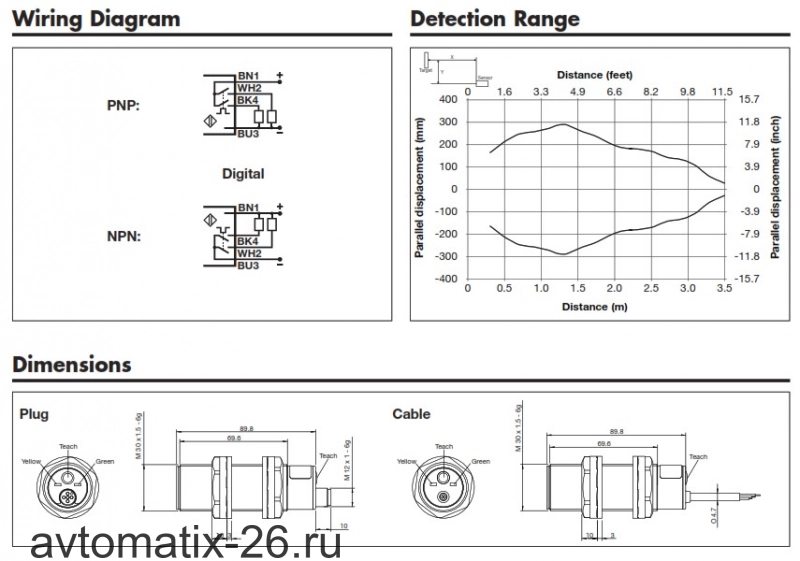 Ультразвуковой датчик Carlo Gavazzi UA30CAD35PPM1TI