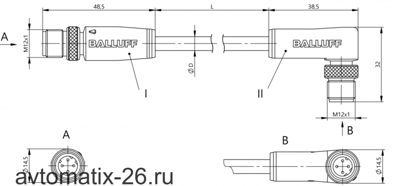Соединительный кабель Balluff BCC M414-M424-6D-331-PS54N2-003