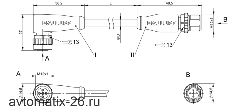 Соединительный кабель Balluff BCC M425-M415-3A-661-PW0534-010