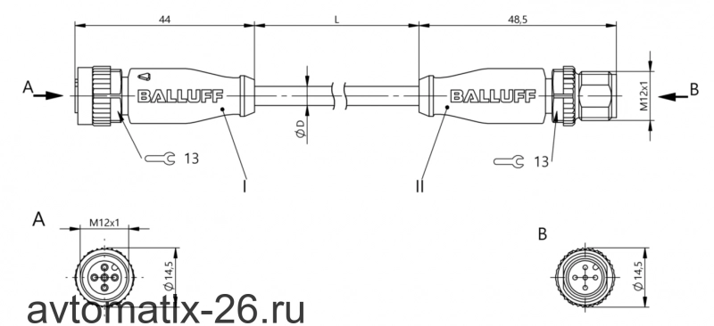 Соединительный кабель Balluff BCC M415-M415-3A-313-PW0534-006