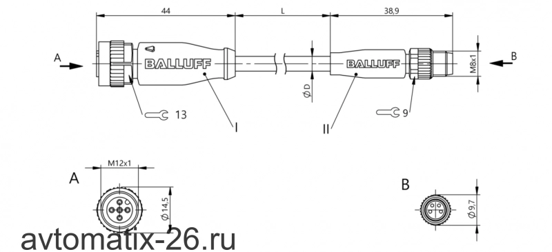 Соединительный кабель Balluff BCC M415-M314-3F-607-PX44T2-010
