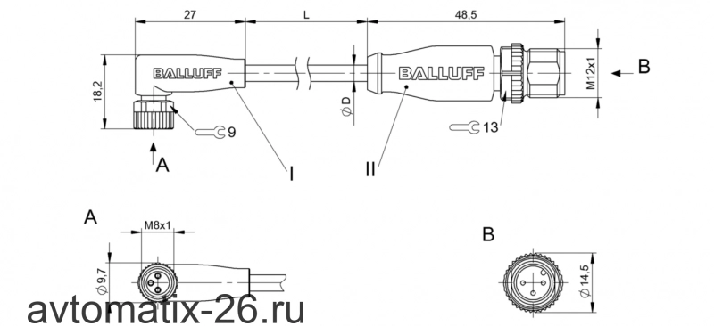Соединительный кабель Balluff BCC M323-M413-3E-602-PW3334-025
