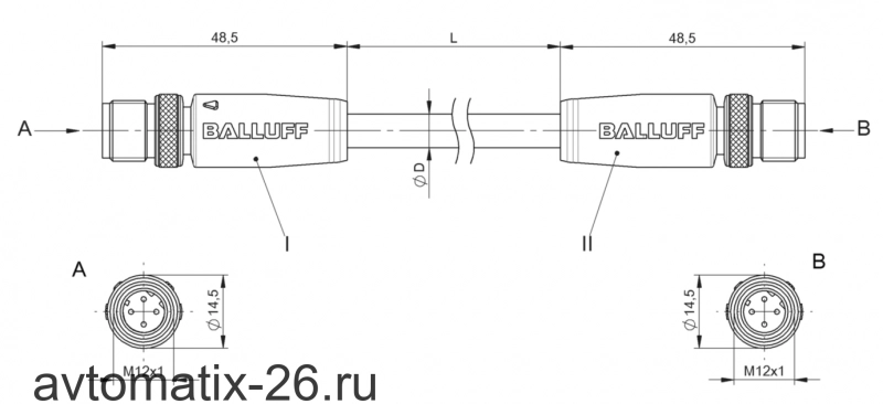 Соединительный кабель Balluff BCC M414-M414-6D-338-ES24N9-550