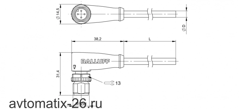 Разъем с кабелем Balluff BCC M424-0000-2A-003-PX0434-020