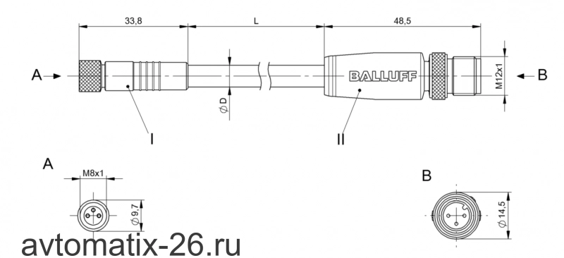 Соединительный кабель Balluff BCC W313-W413-3E-300-BW8334-003
