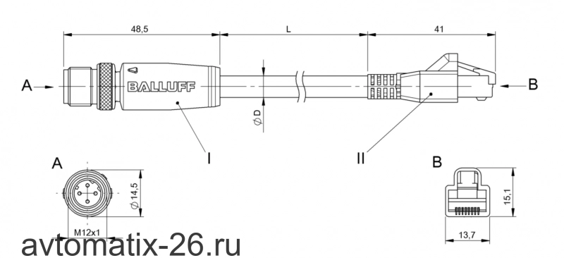 Соединительный кабель Balluff BCC M414-E894-8G-672-ES64N9-200