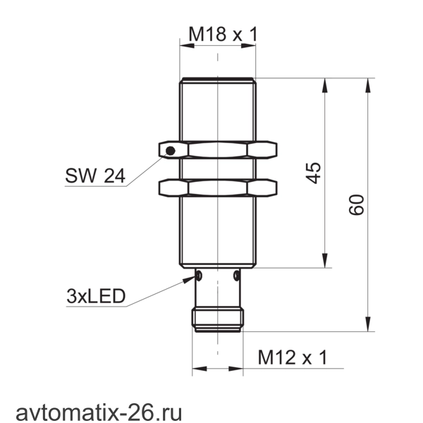 Индуктивный датчик расстояния Baumer IR18.D08L-Q60.UA1E.7BO