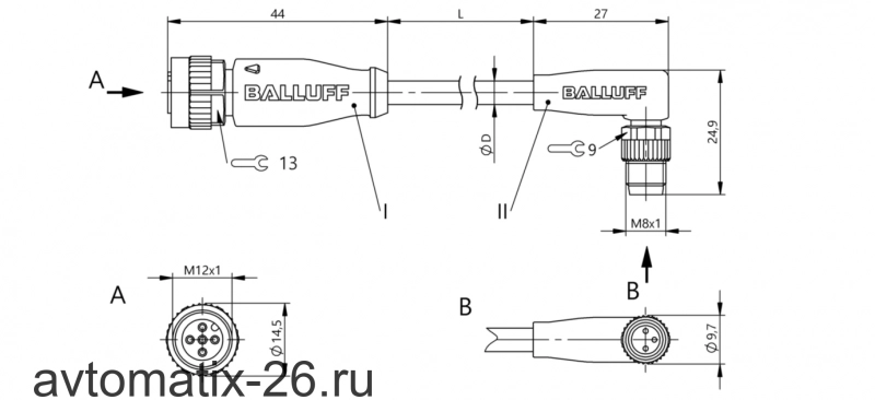Соединительный кабель Balluff BCC M415-M323-3F-300-VX8334-030