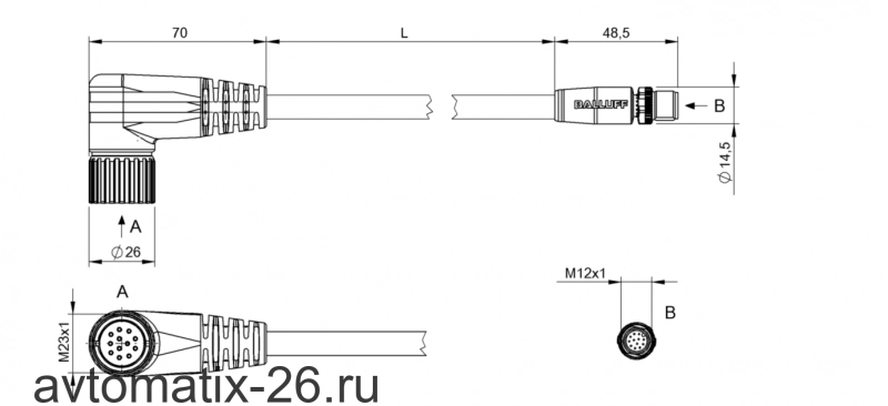 Соединительный кабель Balluff BCC M62C-M41C-3E-675-PX0C25-020