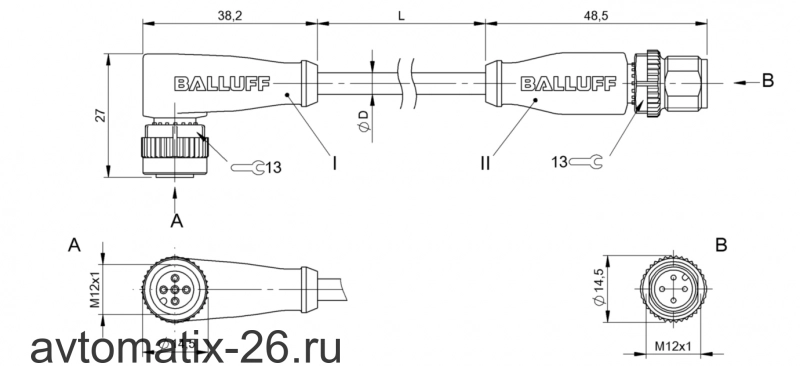 Соединительный кабель Balluff BCC M425-M414-3A-304-VX8434-100