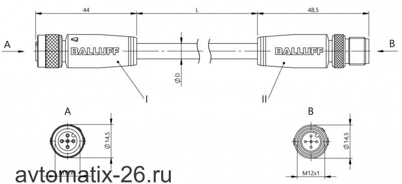 Соединительный кабель Balluff BCC M415-M415-3A-330-VS85N6-030