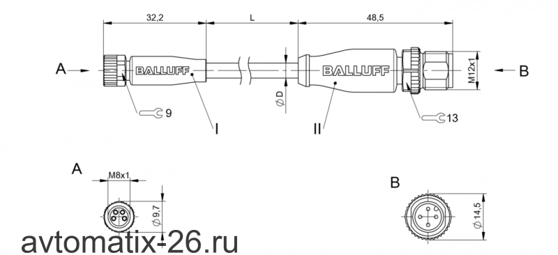 Соединительный кабель Balluff BCC M314-M414-3E-304-EX44T2-150