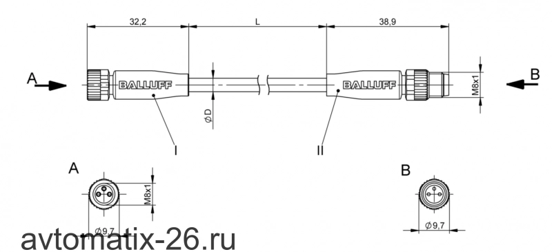 Соединительный кабель Balluff BCC M313-M313-30-300-VX8334-006
