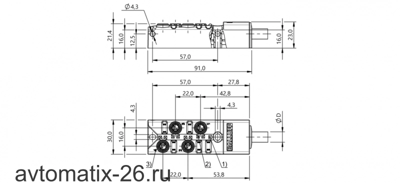 Распределительная коробка Balluff BPI 4M303N-5K-B0-KPX60-150