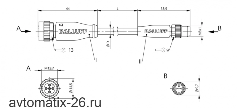 Соединительный кабель Balluff BCC M415-M313-3F-300-PX0334-003