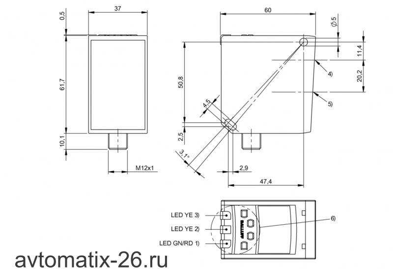 Оптический датчик расстояния Balluff BOD 37M-LB01-S92