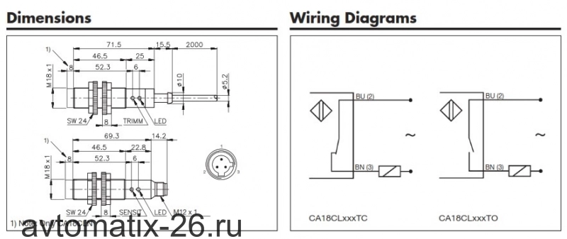 Емкостный датчик Carlo Gavazzi CA18CLF08TC