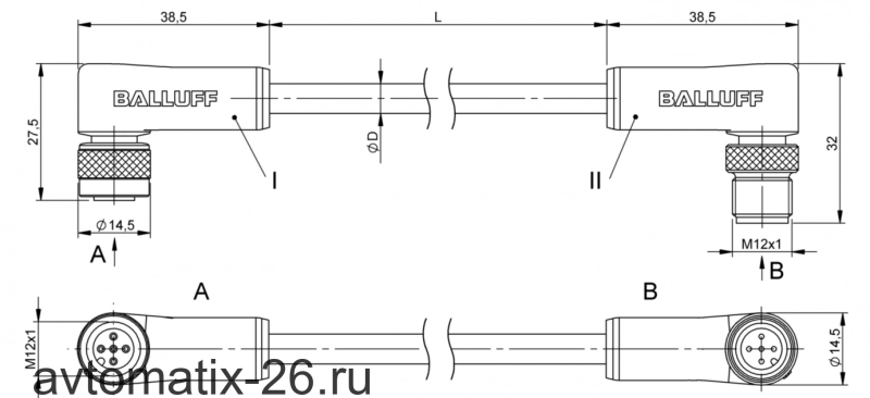 Соединительный кабель Balluff BCC M425-M425-3A-330-PS85N6-020