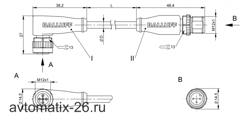 Соединительный кабель Balluff BCC M425-M413-3A-602-VX8334-010
