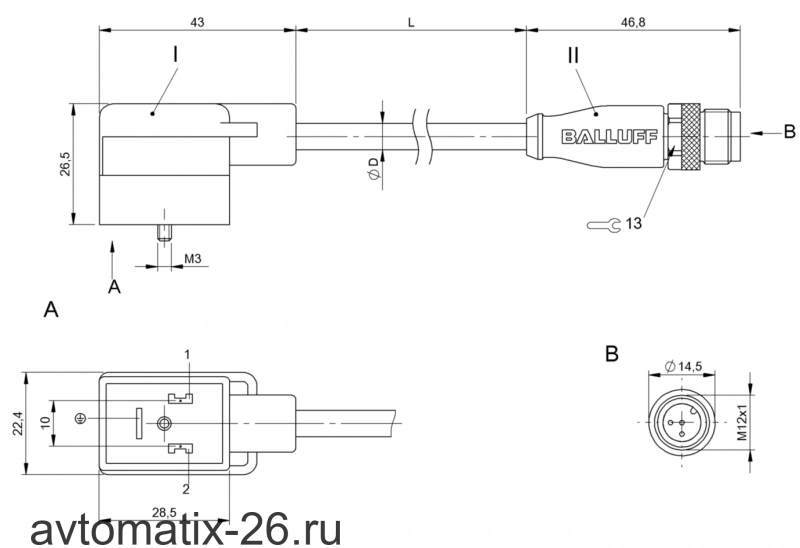 Соединительный кабель Balluff BCC VB23-M413-3E-666-PX0350-030