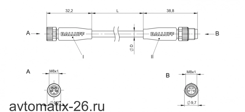 Соединительный кабель Balluff BCC M314-M314-30-304-VX8434-030
