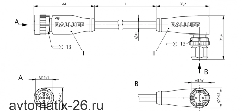 Соединительный кабель Balluff BCC M415-M424-3A-606-EX44T2-006