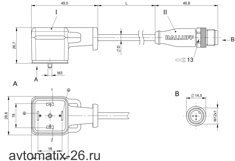 Соединительный кабель Balluff BCC VA04-M413-3E-664-VX8350-050